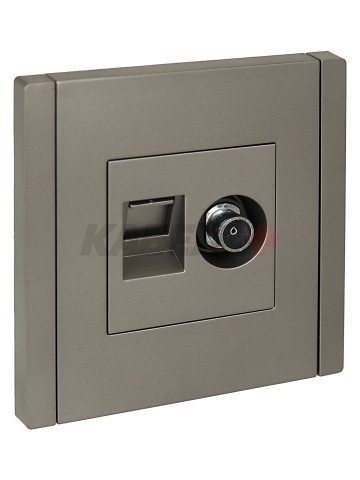 FORTE&PIANO Розетка двойная TV+RJ45 кат.5E FP536 сталь IEK