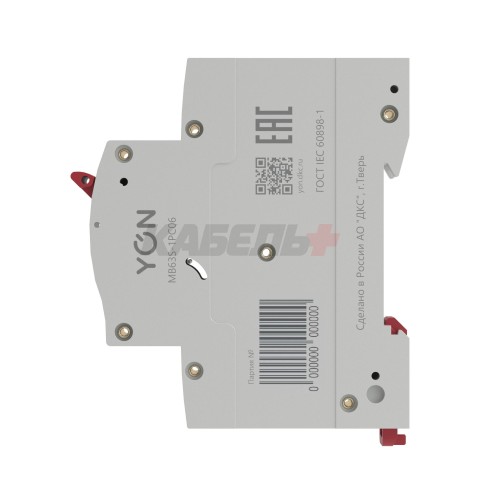 Модульный автоматический выключатель YON MB63, 1P, характеристика C, 6A, 4,5kA DKC