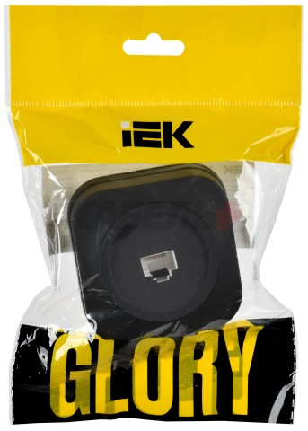 GLORY Розетка для открытой установки компьютерная RJ45 кат.5E РК10-ХЧм черный матовый IEK