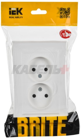 BRITE Розетка 2-местная без заземления без защитных шторок 10А в сборе РС12-2-БрАБ арктический белый IEK