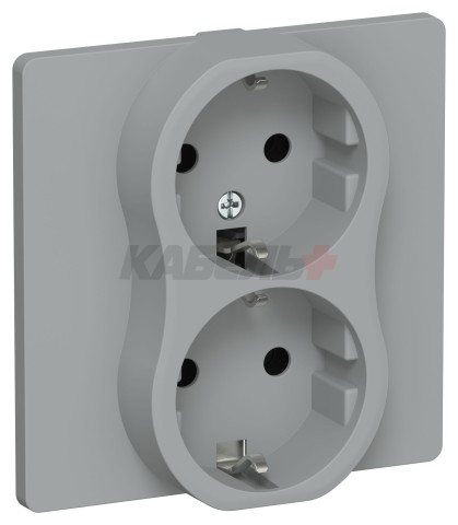 FLITE Розетка 2-местная с заземлением без защитных шторок безвинтовое крепление 16А РС12-1-К-ФлС серый IEK