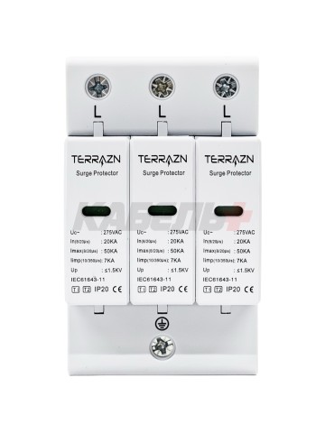 УЗИП/SPD-T1T2-3P, AC275V, 7KA(10/350us), 20-50KA(8/20)us Up<1,5KV