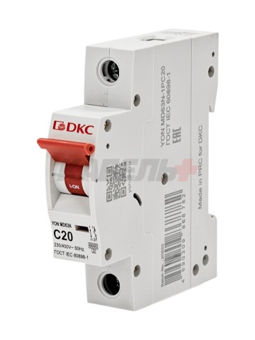 Автоматический выключатель YON max типа MD63N, 6кА, 1 полюс, хар-ка C, 20А DKC