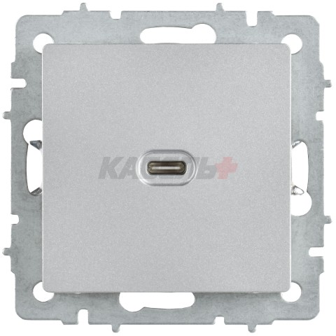 BRITE Розетка USB C 65Вт высокоскоростная зарядка РЮ12-1-БрА алюминий IEK