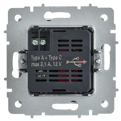 BRITE Розетка USB A+C 18Вт РЮ11-1-БрАБ арктический белый IEK