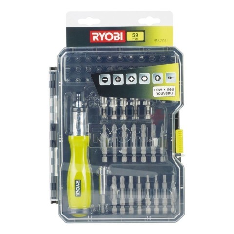 Набор бит  и торцевых головок с отверткой Ryobi RAK59SD (59 шт)