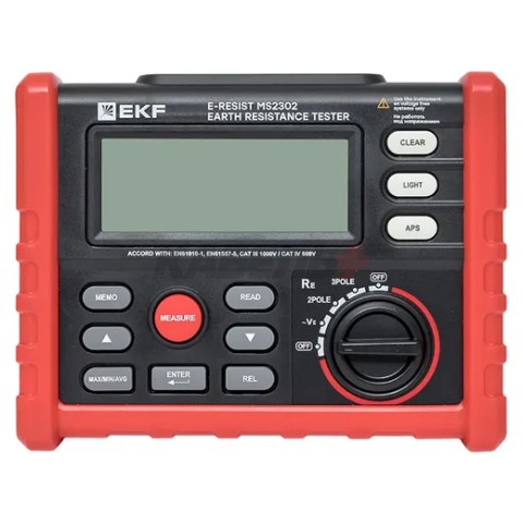 Измеритель сопротивления заземления цифровой E-Resist MS2302 EKF Professional