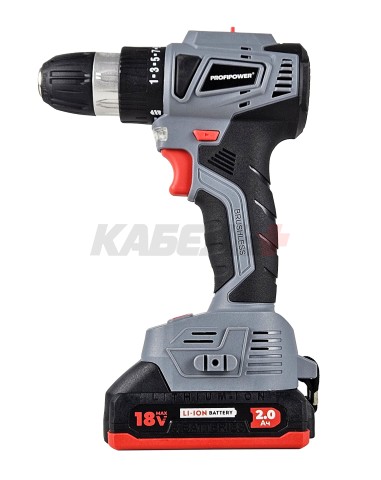 Аккумуляторный бесщеточный шуруповерт E0146 PROFIPOWER MKBL-18BT (18В,Li-ion-2шт, 2.0Ач, 0,8-10мм,40нм,магнитная бита, З/У, в кейсе)