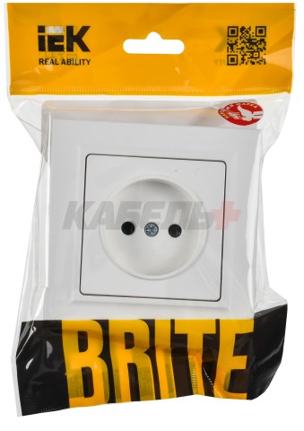 BRITE Розетка 1-местная без заземления без защитных шторок 10А в сборе РСР10-1-0-БрАБ арктический белый IEK