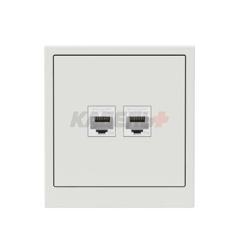 Компьютерная розетка RJ-45 без шторки, кат.5е двойная, KANT, белый песок DKC