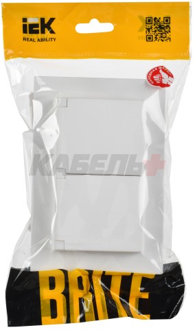 BRITE Розетка 2-местная с заземлением с защитными шторками и крышкой 16А в сборе IP44 РСбш12-3-44-БрАБ арктический белый IEK