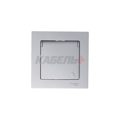 ATLASDESIGN РОЗЕТКА с заземлением со шторками с крышкой, 16А, IP20, механизм, АЛЮМИНИЙ