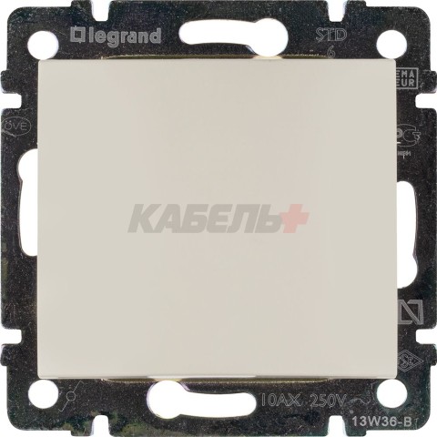 VALENA Выключатель 1-клавишный проходной схема 6 10А безвинтовое крепление слоновая кость