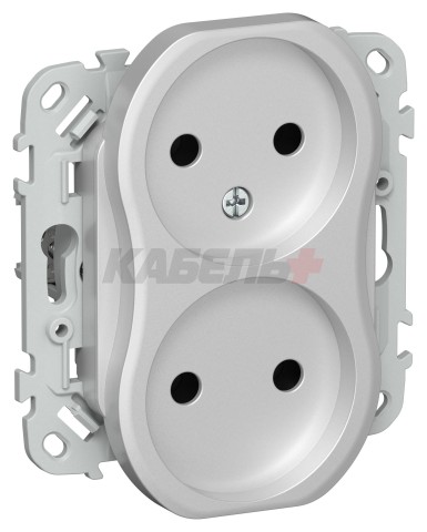 FLITE Розетка 2-местная без заземления без защитных шторок безвинтовое крепление 10А РС02-1-ФлА алюминий IEK