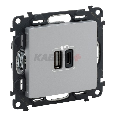 Valena Life - Зарядное устройство 2xUSB Type A+C, 3000мА, алюминий (инд. упаковка)