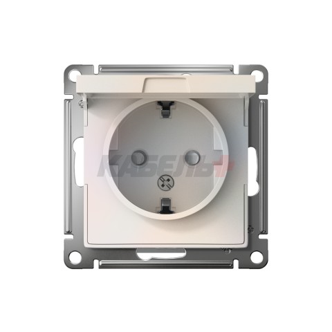 ATLASDESIGN РОЗЕТКА с заземлением со шторками с крышкой, 16А, IP20, механизм, ЖЕМЧУГ
