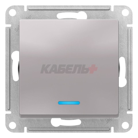 Переключатель 1-клавишный с подсветкой Schneider Electric AtlasDesign ATN000363 Алюминий