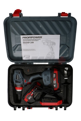 Аккумуляторная дрель бесщеточная ударная ProfiPower MKDHP-18V (Li-ion-2шт, 4.0Ач, 90Нм, 2 скорости, З/У, кейс)
