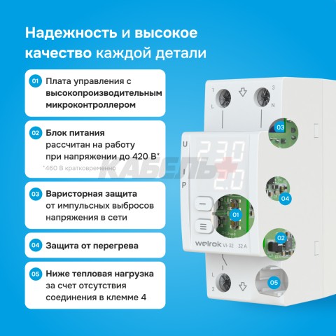 Реле напряжения с контролем тока Welrok VI-32