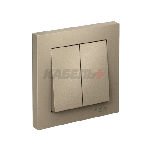 ATLASDESIGN 2-клавишный ВЫКЛЮЧАТЕЛЬ, сх.5, 10АХ, в сборе, быстрозажим. клем., ШАМПАНЬ