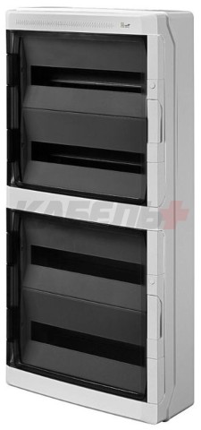 Щит навесной GALANT 4x18M, N/PE 8x 10x16+10x10mm2, 2x дымчатых пласт. двери, светло-серый RAL7035, 878x432x160mm, IP65