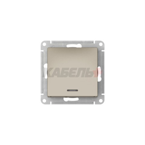 ATLASDESIGN 1-клавишный ВЫКЛЮЧАТЕЛЬ с подсветкой, сх.1а, 10АХ, мех., быстрозажим. клем., ШАМПАНЬ