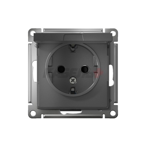 ATLASDESIGN РОЗЕТКА с заземлением со шторками с крышкой, 16А, IP20, механизм, СТАЛЬ
