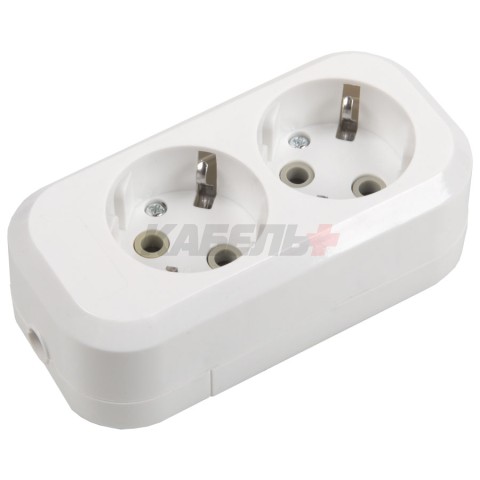 Розеточная колодка GSB-16-2-G-IP20 Classic, 16А, 2 места, c/з, б/в, IP20, 1/50