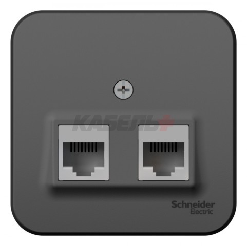 BLANCA О/У РОЗЕТКА двойная компьютерная RJ45, кат.5E, ИЗОЛ.ПЛ., АНТРАЦИТ