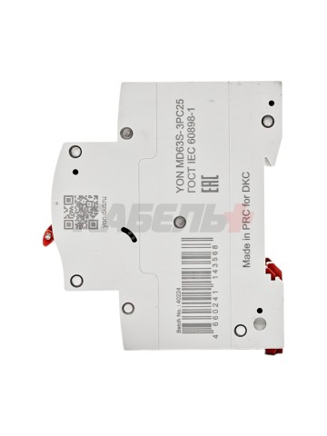 Автоматический выключатель YON max типа MD63S, 4,5кА, 3 полюса, хар-ка C, 25А DKC