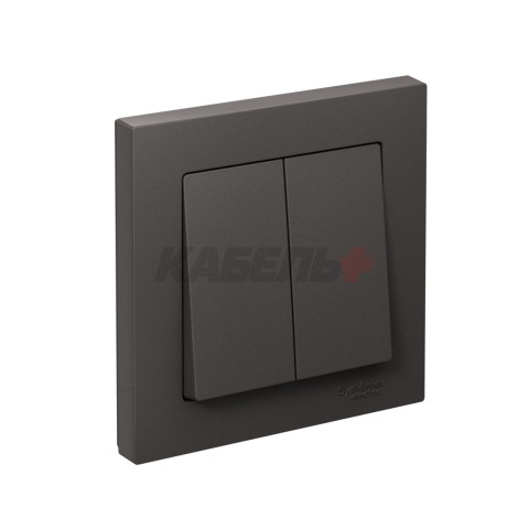 ATLASDESIGN 2-клавишный ВЫКЛЮЧАТЕЛЬ, сх.5, 10АХ, в сборе, БАЗАЛЬТ