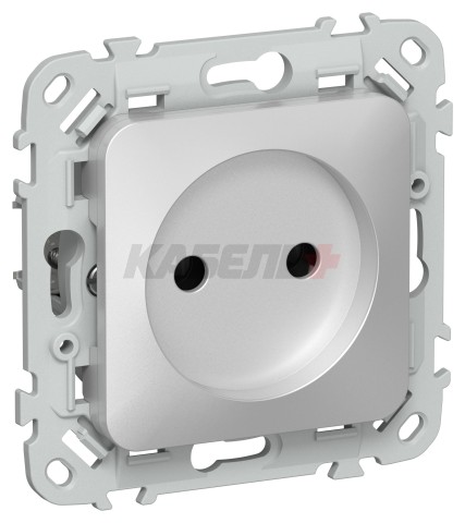 FLITE Розетка без заземления без защитных шторок безвинтовое крепление 10А РС01-1-ФлА алюминий IEK