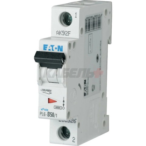 Авт. выключатель PL6-C50/1, 1P, 50A, хар-ка C, 6kA, 1M