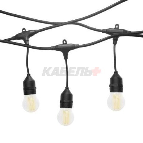 Гирлянда "Белт-лайт" Gen-Beltlight-W-10M-20E27-IP65 Black (Шаг 50см/8A/2*0,5mm2+3m шнур)