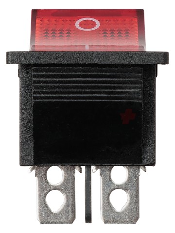 KCD4-202N 250В AC/DC, 2P, 15А, (6с), ON-ON, черный корпус, красная клавиша, LED TDM