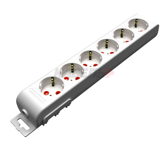 Ri-tech - Колодка розеточная 6x2P+E, со шторками, белый