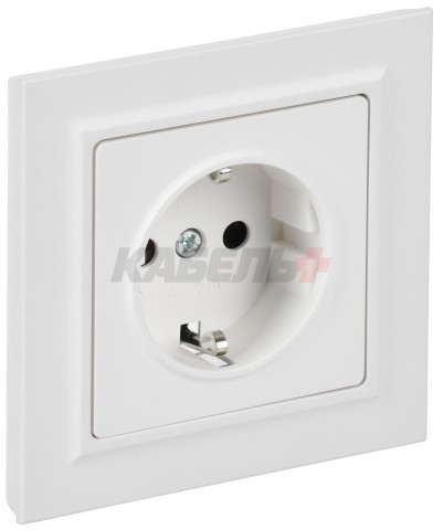 BRITE Розетка 1-местная с заземлением с защитными шторками 16А РС14-1-0-БрАБ арктический белый IEK