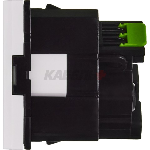 Розетка 45град с заземляющим контактом защитной шторкой и безвинтовым зажимом (2 модуля) белая