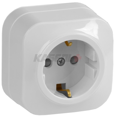 GLORY Розетка 1-местная для открытой установки с заземлением с защитными шторками 16А РСш20-3-ХБ белый IEK