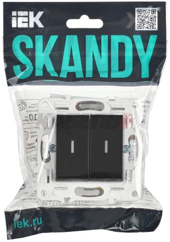 SKANDY Выключатель 2-клавишный с индикацией 10А SK-V09Bl черный IEK