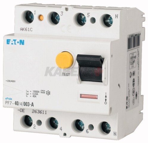 УЗО PF7-80/4/01, 4P, 80A, 10kA, 100mA, тип AC, 4M