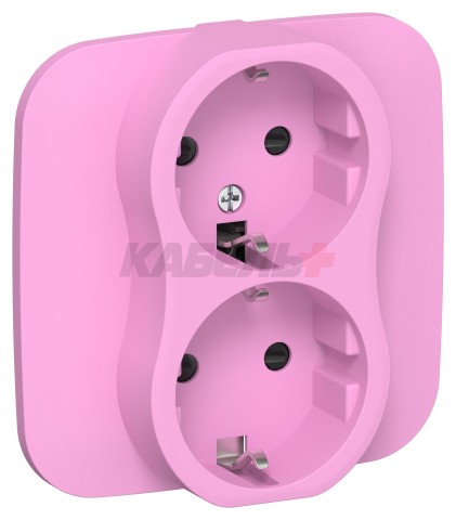 FLITE Розетка 2-местная с заземлением с защитными шторками безвинтовое крепление 16А РСш12-1-А-ФлПр пурпурный IEK