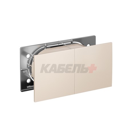 ATLASDESIGN РОЗЕТКА двойная с заземлением со шторками со сдвижными крышками, 16А, в сборе, БЕЖЕВЫЙ