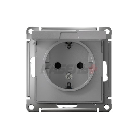 ATLASDESIGN РОЗЕТКА с заземлением со шторками с крышкой, 16А, IP20, механизм, АЛЮМИНИЙ