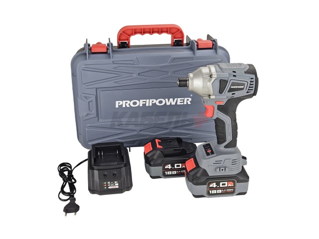 Аккумуляторный винтоверт беcщеточный импульсный ProfiPower MKDTD-18V (Li-ion-2шт, 4.0Ач, З/У speed, кейс)