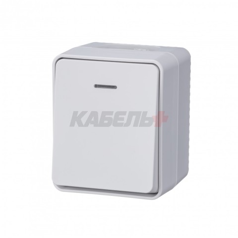 ATLASDESIGN PROFI IP54 О/У 1-клавишный ВЫКЛЮЧАТЕЛЬ с подсветкой, сх.1а, 10АХ, БЕЛЫЙ