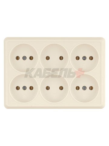 Розетка шестиместная 2П открытой установки IP20 10А сл. кость "Ладога" TDM