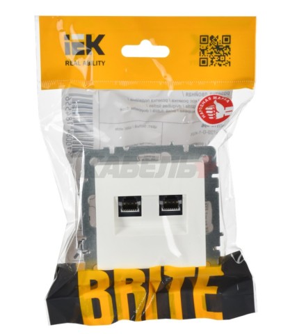 BRITE Розетка компьютерная двойная кат.5E RJ45 РК10-2-БрБ белый IEK