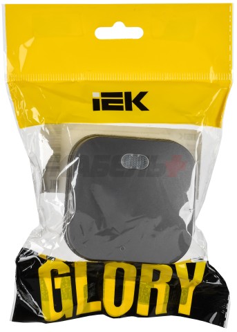 GLORY Выключатель 1-клавишный для открытой установки с индикацией 10А ВС20-1-1-ХСм сталь матовый IEK