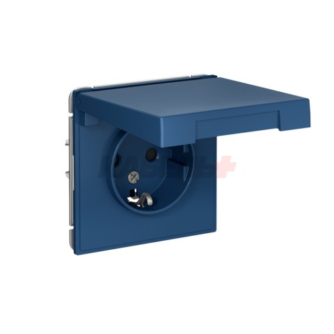 ARTGALLERY РОЗЕТКА с заземл. со шторк. с крышкой, 16А, IP20, механизм, АКВАМАРИН